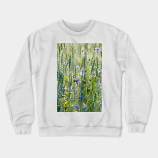 Cornflowers in a wheat field Crewneck Sweatshirt